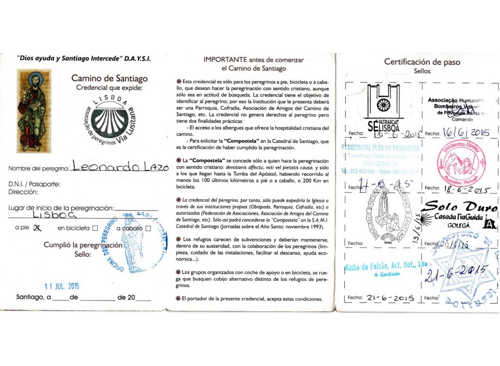 Credencial Camino Portugues Leo p1 blanked